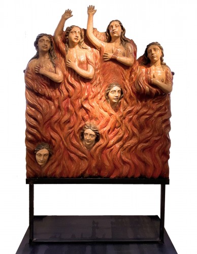 Seven Souls in Purgatory (Spain, ca 1700) - Exceptional and monumental