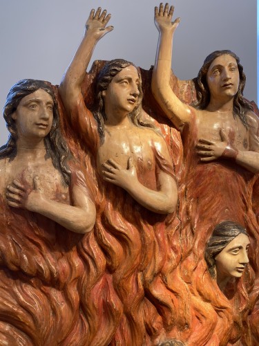 Seven Souls in Purgatory (Spain, ca 1700) - Exceptional and monumental - 