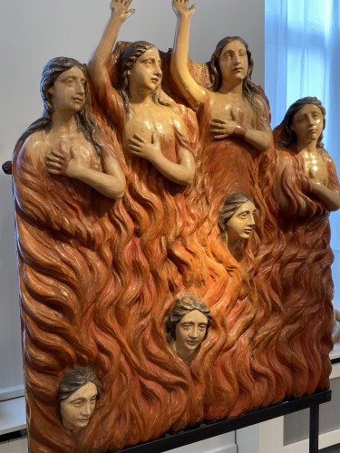 Seven Souls in Purgatory (Spain, ca 1700) - Exceptional and monumental - 