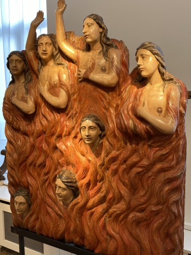  - Seven Souls in Purgatory (Spain, ca 1700) - Exceptional and monumental