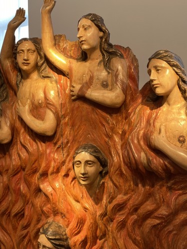 Antiquités - Seven Souls in Purgatory (Spain, ca 1700) - Exceptional and monumental