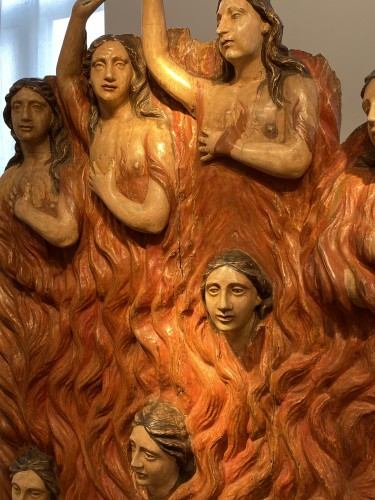 Antiquités - Seven Souls in Purgatory (Spain, ca 1700) - Exceptional and monumental