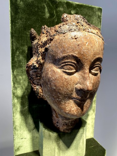 Vierge Couronnée, Île-de-France XIIIe siècle - Art sacré, objets religieux Style Moyen Âge