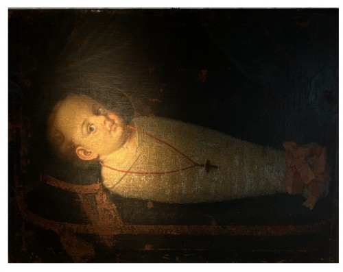 Commemorative Funerary Painting of a Swaddled Child (Italy, 17th cent.)
