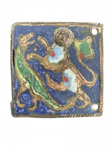 Boucle de ceinture en émail de Limoges, France vers 1200