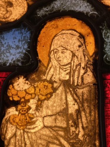 Mary Magdalene Stained Glass (France, 16th cent) - Religious Antiques Style Middle age
