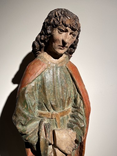 Saint John the Evangelist (Bohemia, lime, 15th) - Religious Antiques Style Renaissance