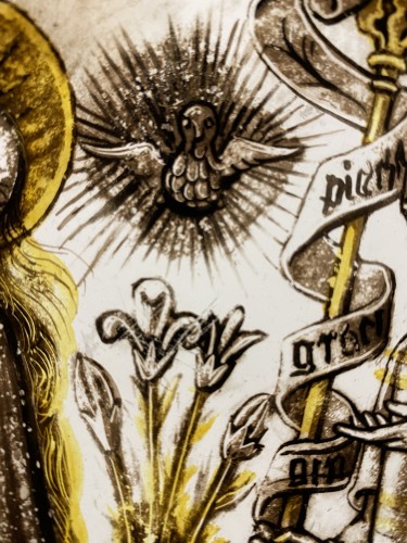 Antiquités - Roundel with Annunciation (Germany, ca 1500)