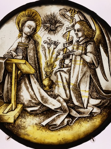 Antiquités - Roundel with Annunciation (Germany, ca 1500)