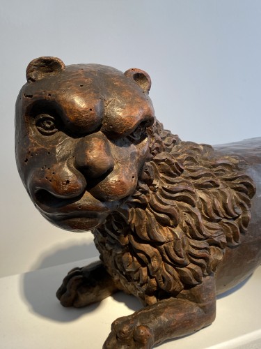 Sculpture Sculpture en Bois - Lion sculpté (Italie, vers 1500)