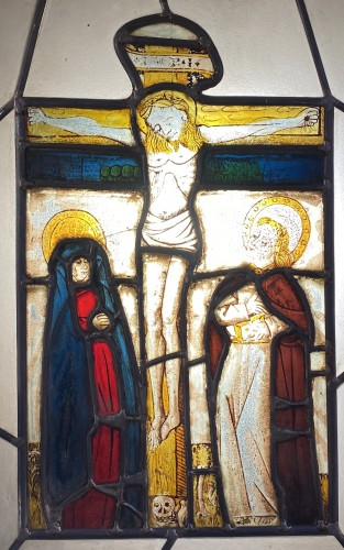 Religious Antiques  - Stained glass with Crucifixion (Germany, 15th)