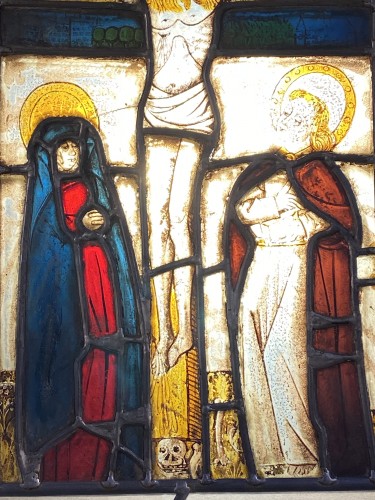 Antiquités - Stained glass with Crucifixion (Germany, 15th)