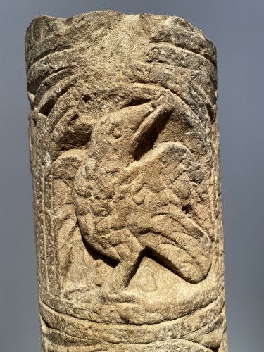 Moyen Âge - Fragment de colonne romane, Italie 12e siècle