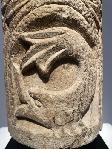 Antiquités - Romanesque column fragment, Italy 12th century