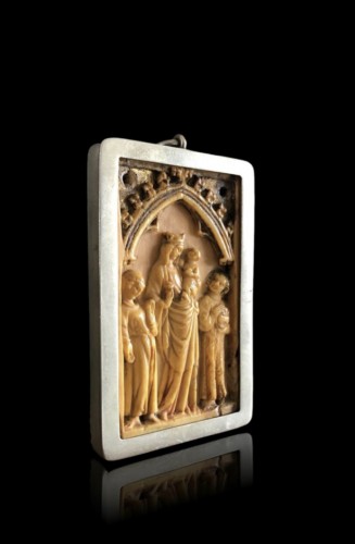 Small Gothic Ivory Plaque (France, ca 1350) - Religious Antiques Style Middle age