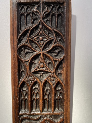 Carved oak gothic panel (France, 15th century) - Sculpture Style Middle age