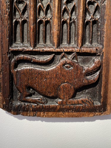 Sculpture  - Carved oak gothic panel (France, 15th century)