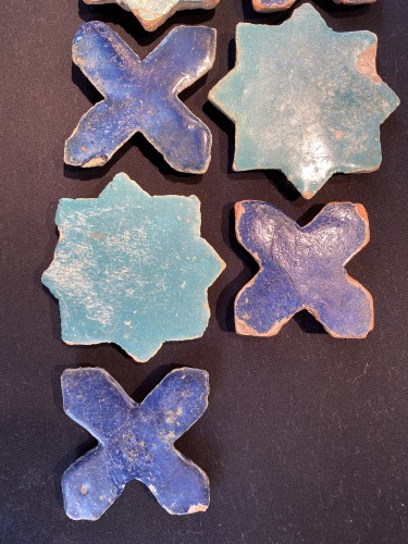 8 Kashan Star and Cross Tiles - Persia 12th-13th century - Porcelain & Faience Style Middle age