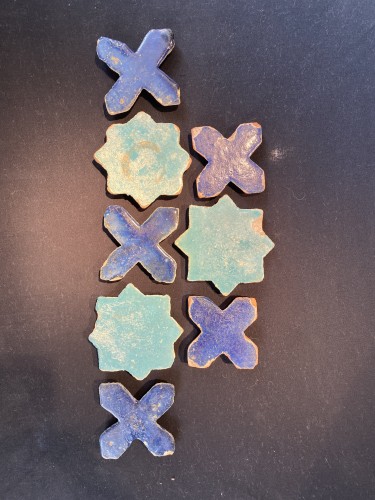 Porcelain & Faience  - 8 Kashan Star and Cross Tiles - Persia 12th-13th century