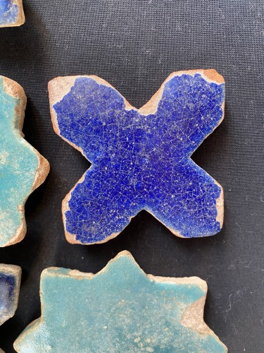 Middle age - 8 Kashan Star and Cross Tiles - Persia 12th-13th century