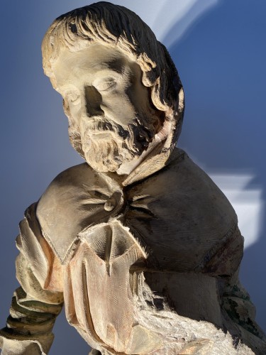 Sculpture Sculpture en pierre - Évangeliste barbu, France XVe siècle