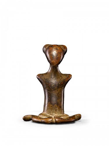 Bronze sitting female statue, Kulango People Ivory Coas