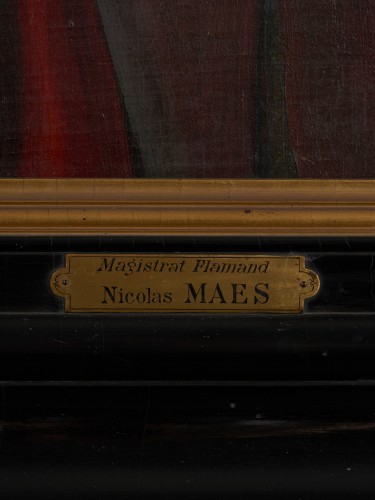 Tableaux et dessins Tableaux XVIIe siècle - 17e portrait gentilhomme avec plaquette "magistrat flamand Nicolaes Maes"