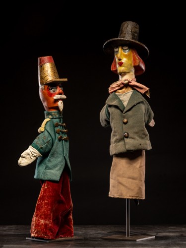 Antiquités - Collection of seven 19th C Authentic French Glove Puppets.
