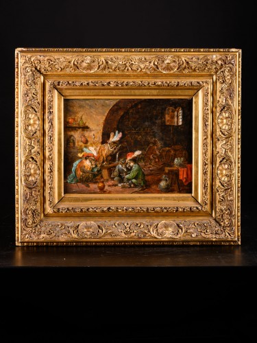 Pipe smoking Monkeys in the Tavern, attributed to Zacharie Noterman, 19th C - 