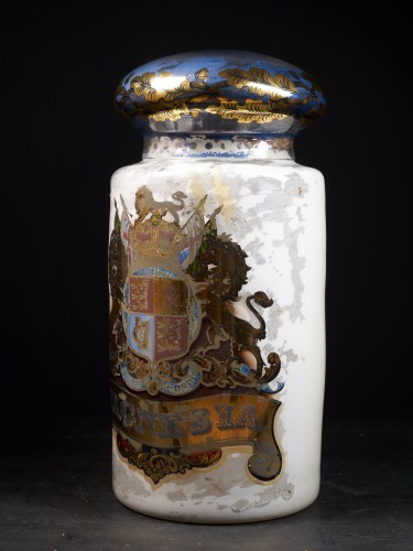 Large 19th C Pharmacy reversed painted Display Dispensing Jar - Glass & Crystal Style 