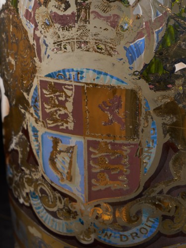 Glass & Crystal  - Large 19th C Pharmacy reversed painted Display Dispensing Jar