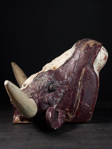 19th C Butcher&#039;s Exterior Shop Sign of a wooden Steer Head  - Architectural & Garden Style 