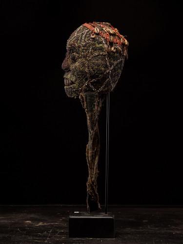 Beaded Ceremonial Head &quot;Atwonzen&quot; Grassland People, Cameroon - Tribal Art Style 