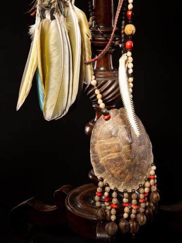  Three Amazonian Ceremonial Feather Headdresses with Ritual Neck Ornaments - Tribal Art Style 