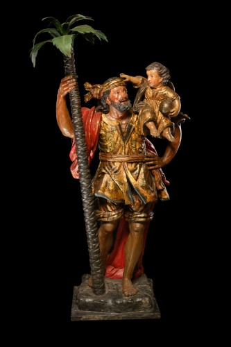 Saint Christopher with the Christ Child, Spain, late 16th, early 17th C  - 