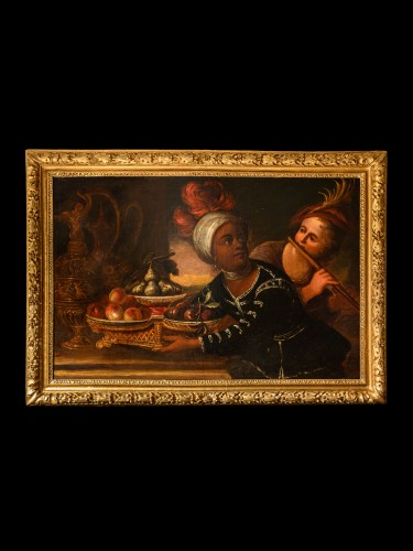 Serviteur Maure avec panier de fruits, école hollandaise du 17e siècle - Tableaux et dessins Style 