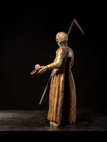 A South German polychromed and gilt wood figure of a Monastic “Poor Soul” ( - Sculpture Style 