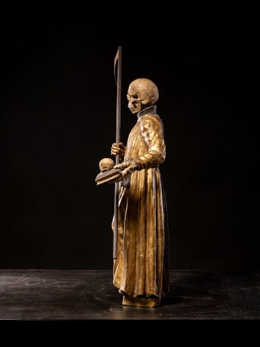 Sculpture  - A South German polychromed and gilt wood figure of a Monastic “Poor Soul” (