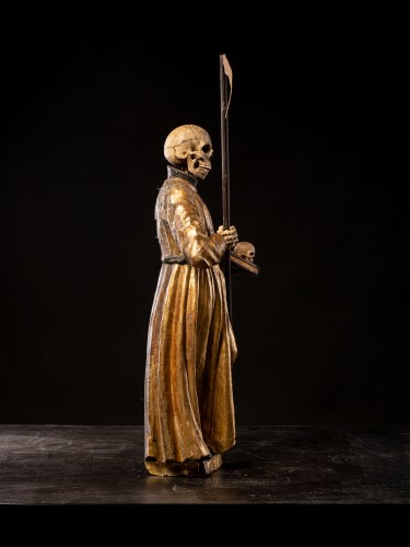 18th century - A South German polychromed and gilt wood figure of a Monastic “Poor Soul” (