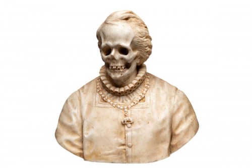 Vanitas (Memento Mori) Bust carved in marble, Italy 18th century