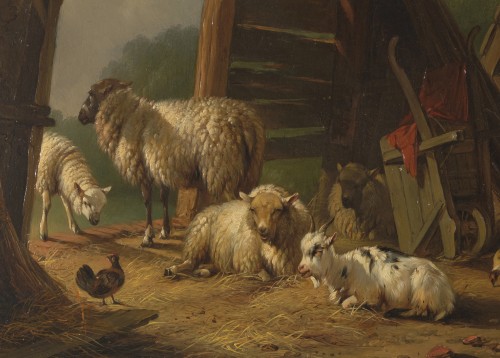 Tableaux et dessins Tableaux XIXe siècle - Bergerie, Pieter Plas (1810-1853)