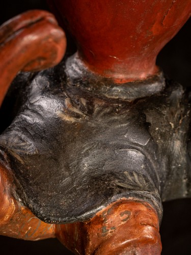 Paire de figures acrobatiques japonaises Tako-nyudo en bois polychrome - Spectandum