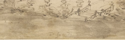 18th century - Villas on the Brenta, ink wash on paper by Francesco Guardi (Venice 1712 - 