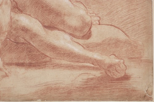 18th century - Study of Nude Man, a red and white chalk drawing by Ubaldo Gandolfi
