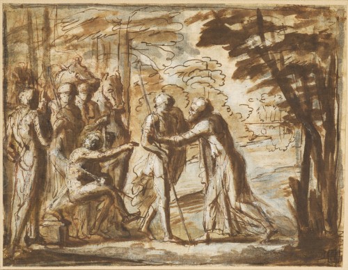 Joseph greeting his Brothers, a preparatory study by Pier Francesco Mola 