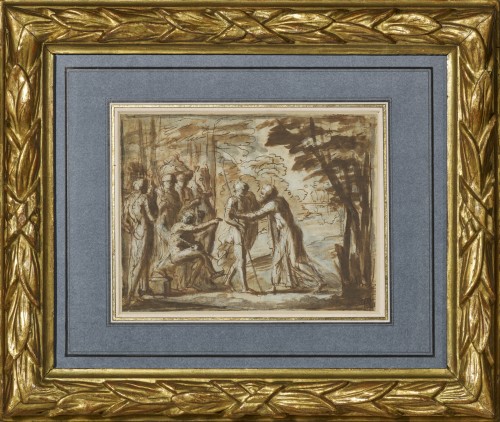 Joseph se fait reconnaître à ses frères, étude préparatoire de Pier Francesco Mola - Tableaux et dessins Style 