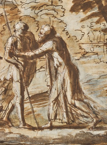 Joseph greeting his Brothers, a preparatory study by Pier Francesco Mola  - 