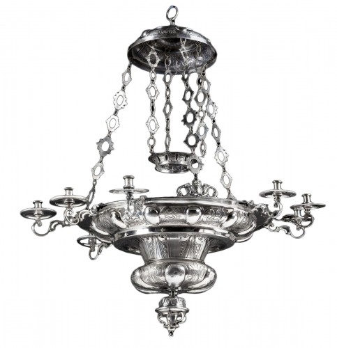 Silver nine-light Chandelier - Spain 17th century