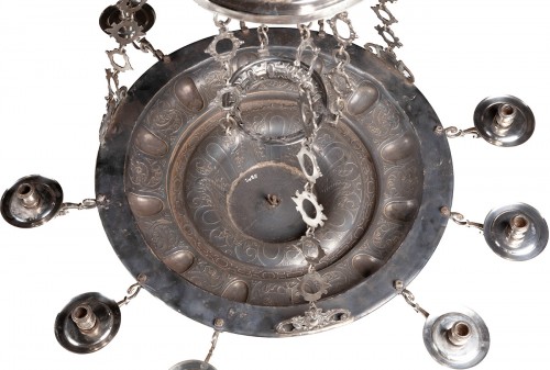 Silver nine-light Chandelier - Spain 17th century - 