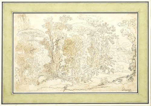 Italian landscape, a drawing by Louis-Jean Desprez (1743 - 1804) - Paintings & Drawings Style Louis XVI